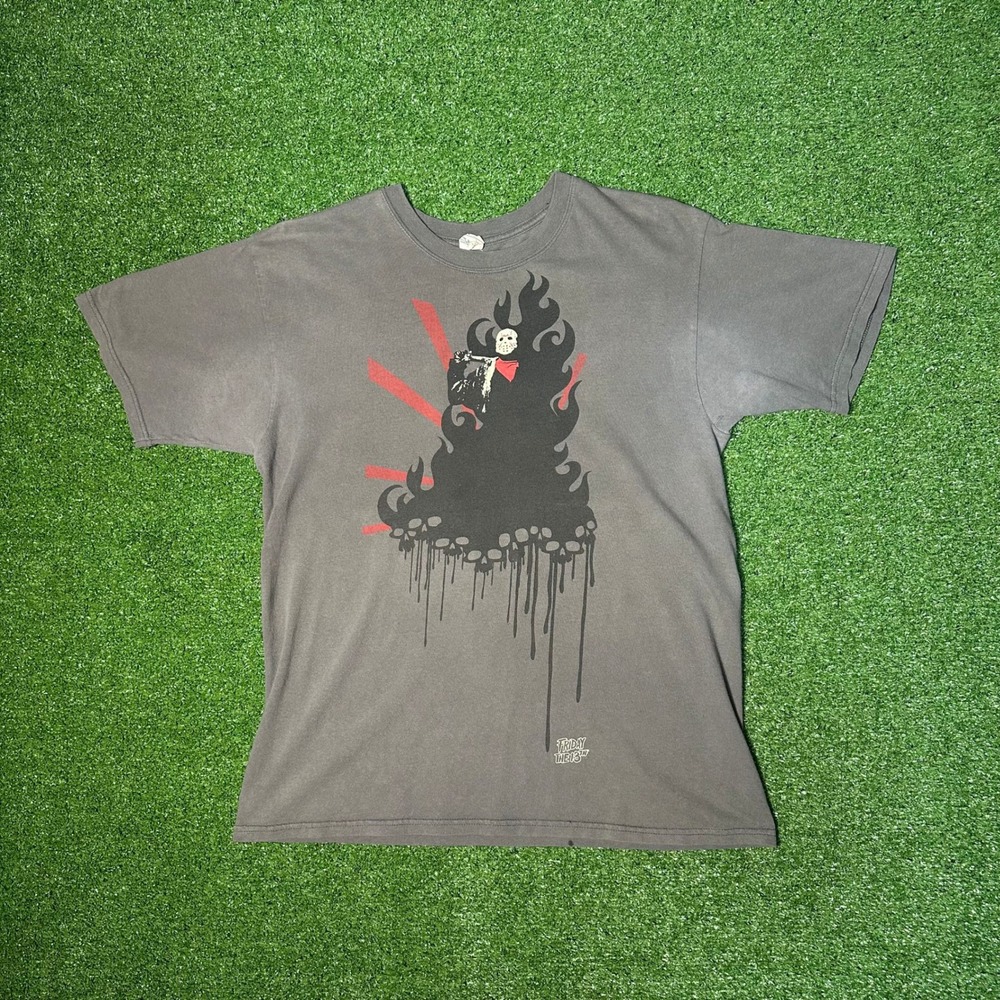 2008' Y2K Friday the 13th Jason Voorhees T-Shirt Mens Faded Horror Movie Large
